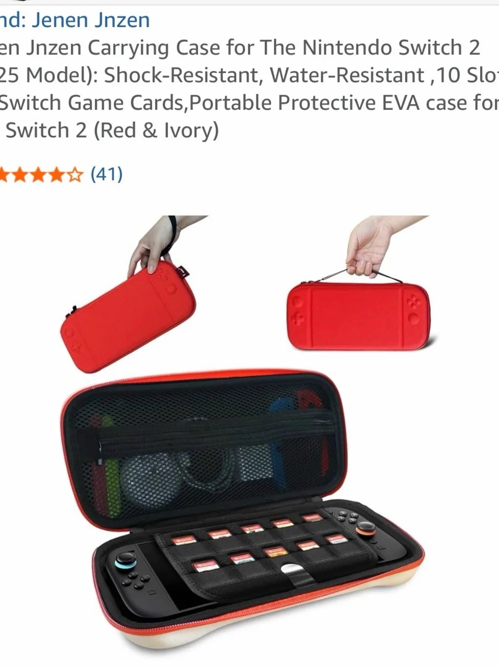Protective Red and Ivory EVA Travel Case for Nintendo Switch 2 by